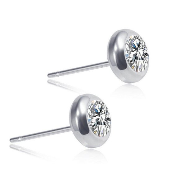 Stainless Steel CZ Stud Earrings for Men & Woman - Picture 4 of 8